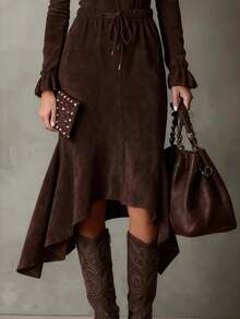 Women Midi Dresses - Coffee - View 3