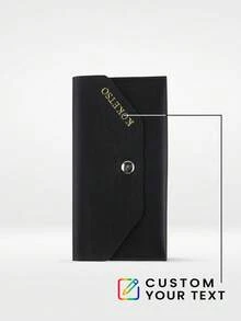 1pc Custom Gold Monogram Cash Envelope Wallet - Minimalist Vegan Leather Travel Wallet In Maroon Travel & Holiday Gift - Multicolor - View 11