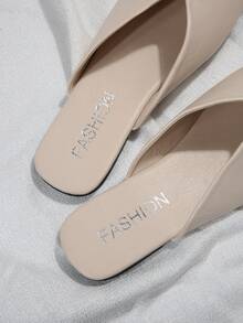 Women's Elegant Beige Mule Slippers, Comfortable Flat House Slippers Suitable For Outdoor Leisure, Spring/Summer - Beige - View 7