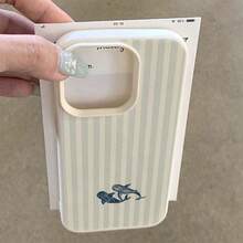 1pc TPU Material Ocean Whale Striped Pattern Phone Case Compatible With IPhone 17 Pro Max/17/16 Pro Max/15/13/12/11, S20 FE/A15/S24/A55, Note 11/Note 12/Note 13 Pro, Full Coverage Anti-Drop Soft Protective Phone Cover - White - View 3