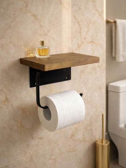 Cep telefonları, banyo malzemeleri ve tuvalet kağıdı koymak için uygun, ahşap raflı asma banyo kağıdı tutucu, yurtlarına dönen üniversite öğrencileri için olmazsa olmaz bir eşyadır. Çeşitli senaryolar için uygundur.