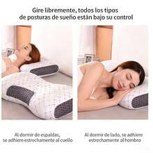 Almohada Ergonómica para Cuello y Lumbar, Soporte Alto y Transpirable, Multiusos para Dormitorio y Coche Soporte Cervical para Dormir Profundo, Color Blanco/Azul/Gris - blanco - Ver 5