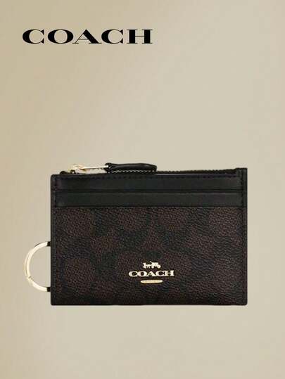 Coach Mini Slim Card Holder Multi-Functional Card Case, Classic Fashion Design, Commute Essential, Holiday Gift, Versatile For Casual & Business, Fashionable Must-Have Item, Easy Storage For Cards And IDs
