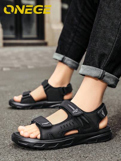 1 par de sandalias minimalistas antideslizantes para hombres, calzado deportivo para exteriores resistente al desgaste, zapatos casuales de suela blanda para conductores jóvenes