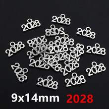 50个15x18毫米毕业帽年份数字2024 2025 2026吊坠饰品 DIY珠宝制作饰品配件 复古镀银饰品 - 復古銀色 - 查看 7
