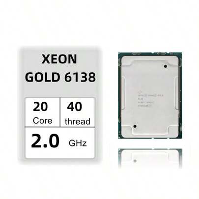  Procesador Intel Xeon Gold 6138 de 2,0 GHz, 27,5 MB de caché inteligente, 20 núcleos, 40 hilos, 125 W, LGA3647