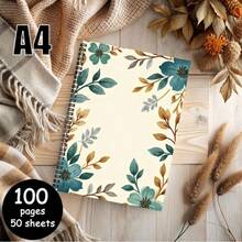 1 cuốn sổ tay lò xo xoắn ốc khổ A4 họa tiết hoa tươi mát, giấy kẻ dòng viết trơn tru, thiết kế tối giản nhưng trang nhã, mang đến nét lãng mạn và ấm áp cho những ghi chú của bạn, phù hợp cho việc ghi chép hàng ngày, ghi lại cảm hứng hoặc lên kế hoạch, vật dụng viết thiết thực và thẩm mỹ. - A40002032 - Xem 3