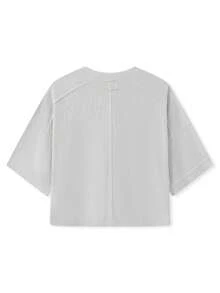 Women Half Sleeve Cropped Cardigan Shirt Short Sleeve Button Down Open Front Crewneck Loose Fit Knit T Shirt Y2k Casual Crop Tops Summer Fall Lightweight Jacket Outwear - 淺灰色 - 查看 4