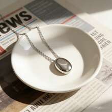 一条时尚百搭的304不锈钢长圆形吊坠毛衣链，款式简洁大方。 - 銀色 - 查看 1