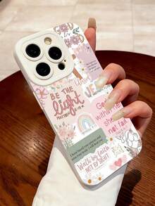 1pc Vintage Newspaper Patchwork Jesus God Slogan Floral Smiling Face Pattern Airbag Anti-Slip Soft Phone Case Compatible With Iphone 11/12/13/14/15/16 Pro Max Waterproof Shockproof Anti-Fall Scratch Resistant - 款式7(1pc) - 查看 3