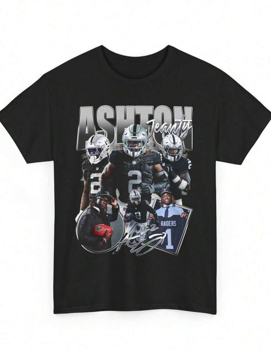 Ashton Jeanty V2 Las Vegas Cam Ward Vintage College Football Vintage Shirt - 黑色 - 查看 1