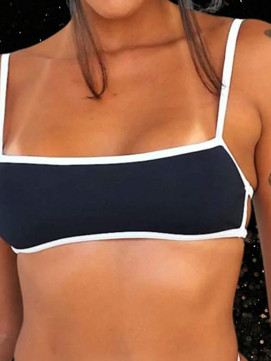 Top Stripe Bare Back Honey Blogger - 黑與白 - 查看 1