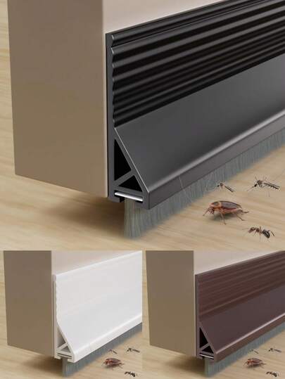 39英寸门底密封条，带刷毛，硅胶材质，有效阻挡门缝冷风，降低噪音，粘性门缝填充物，适用于内外门，阻挡灰尘和冷空气