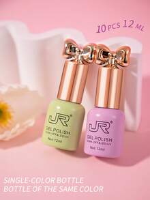 JR 10支装12毫升凝胶指甲油套装，包含红色、粉色、裸色凝胶指甲油，UV/LED可卸甲油套装，家用DIY，底油、面油，女孩礼物 - 彩色 - 查看 5
