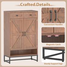 6-Tier Shoe Storage Cabinet With Drawer & Doors - Adjustable Shelves, 52" Tall Shoe Rack Organizer For Entryway, Hallway, Closet, Living Room - Farmhouse Style - 棕色 - 查看 3