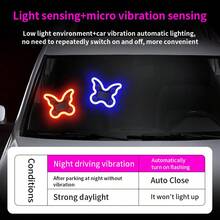 New Solar Powered Butterfly Atmosphere Light, Wireless LED Decorative Light, Triangle Rear Window Car Interior Atmosphere Light. Solar Powered Neon LED Light, Suitable For Car Rear Window, Wireless Atmosphere Decoration, Popular Solar Powered LED Window Butterfly Atmosphere Light, Solar Powered Car Interior Neon USB Decorative Light, 3.7V+300mAh Lithium Battery. New Solar Powered LED Atmosphere Light, Car Interior Decoration, Neon Decorative Light - A - View 8