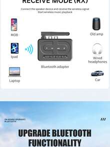 VAORLO 全新 USB 蓝牙 6.0 音频接收器适配器，无线立体声音乐，3.5mm AUX R/L RCA 接口，带麦克风，支持 USB 闪存盘，适用于汽车扬声器放大器。 - A - 查看 2