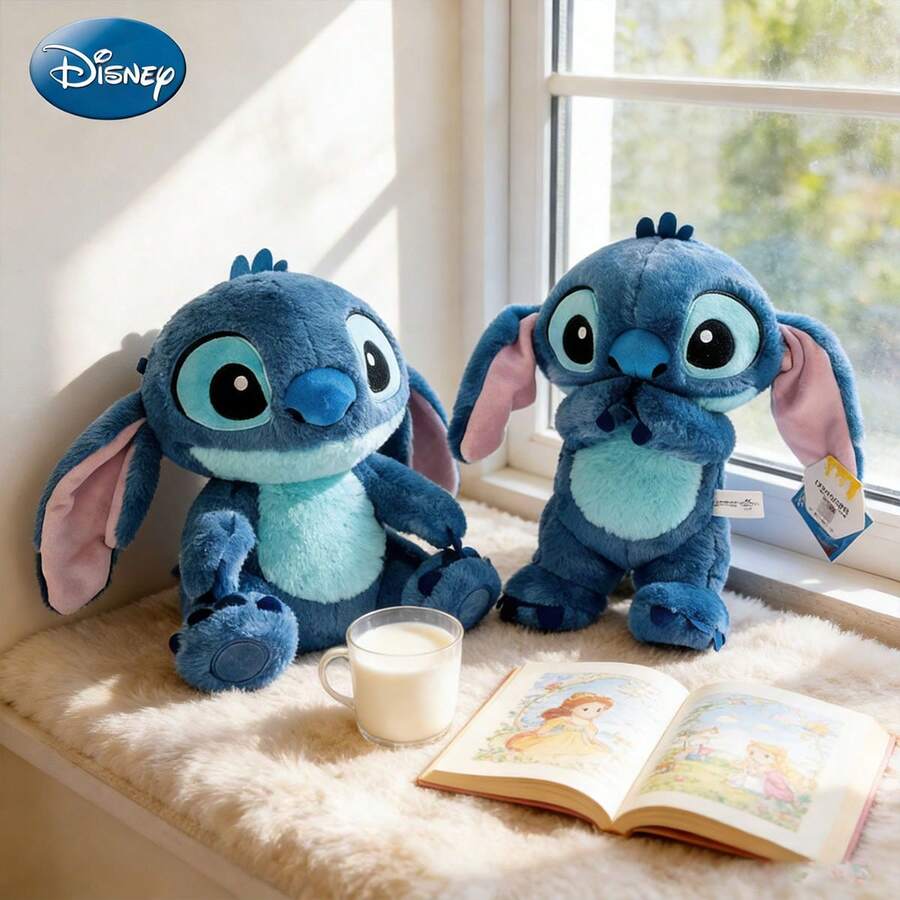Disney Ba lô hình búp bê nhồi bông Stitch chính hãng, tư thế ngồi với tai có thể cử động, gối nhồi bông Stitch, quà sinh nhật, đồ trang trí nhà cửa, phụ kiện phòng ngủ, thích hợp cho tương tác cha mẹ - con cái, quà tặng búp bê, quà lưu niệm.