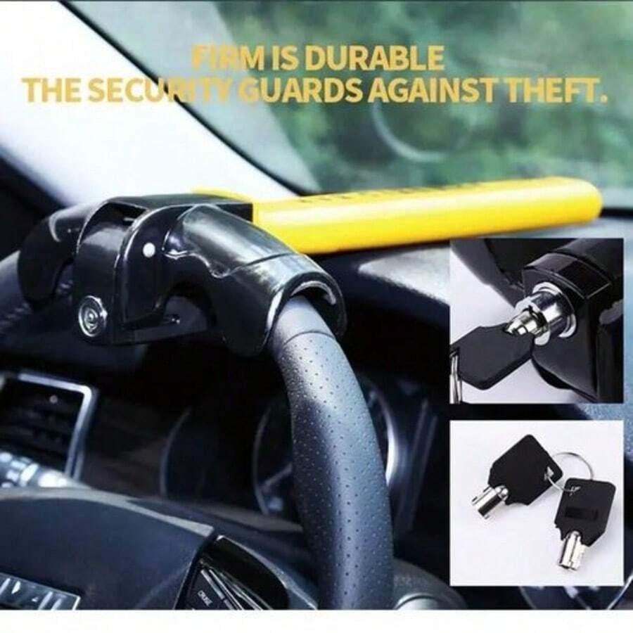 Heavy-Duty Anti-Theft Steering Wheel Lock Compatible For Cars SUVs Trucks Shaped/Rotary Lock Cylinder Vehicle Device For Daily Drive And Long Immobilizer Wheel Lock Wide Compatibility - Multicolor - View 1