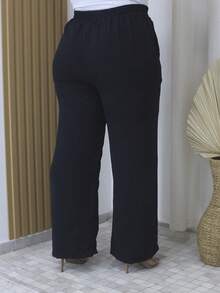 Duna Plus Size Wide-Leg Pants - Black 2 - View 3