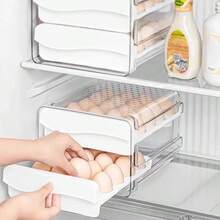 Two-Tier Egg Holder With Capacity For Up To 32 Eggs, Includes Organizer Drawer, Tray, And Rolling Egg Dispenser. - trắng - Xem 7