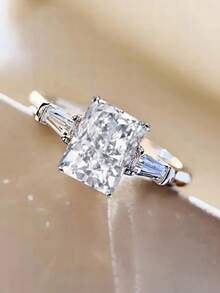 1pc Fashion Cubic Zirconia Women's Ring, Suitable For Wedding, Engagement, Valentine's Day, Party Gift - White - View 14