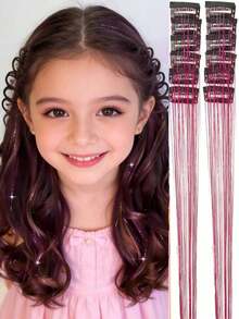 Rainbow Fairy Glitter Hair Clip And Hair Extension Set For Kids Girls And Women, Heat Resistant 20 Inch, 12/6/4pcs, Holiday Party Christmas New Year Halloween Cosplay Hair Accessories - Multicolor - View 17