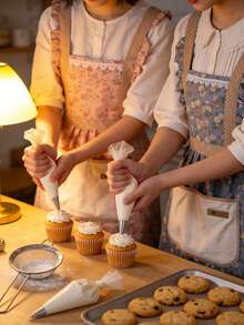 1件装女士围裙，易于清洗，时尚公主风烹饪围裙，花卉图案围兜式围裙，防油防污，公主裙款式，厨房用品，烧烤必备，适合返校女生，旅行必备，生日礼物，结婚礼物，派对活动礼物 - A - 查看 5