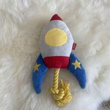 狗狗磨牙玩具，绳结造型，创意火箭飞机设计，会发出吱吱声，可抛掷和捡拾，宠物解闷好物 - 彩色 - 查看 10