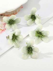 5pcs Elegant Faux Flower Hair Clips - Green - View 2