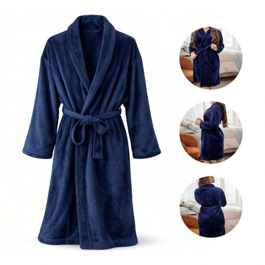 Corttex Microfiber Bathrobe - Premium Comfort And High Absorption - Warm And Super Soft Bathrobe - Royal Blue - View 1