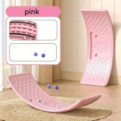 1 pezzo Pedana di equilibrio, Asse curvo in legno 3 in 1 con superficie antiscivolo, Attrezzatura fitness multifunzionale per adolescenti e adulti, Ideale per yoga al chiuso e all'aperto, allenamento dell'equilibrio e gioco attivo, Include 2 palline elastiche di colori casuali