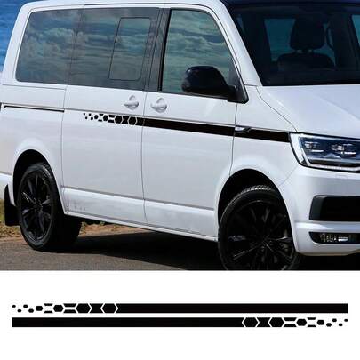 Car Styling Stripes Side Graphics Waistline Vinyl Decals Stickers For VW T4 T5 T6 Transporter Camper Van Honeycomb Hex Decor