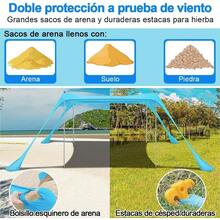Toldo de Playa Familiar Portátil con 4 Postes de Aluminio, UPF50+ Resistente al Viento y 4 Anclajes de Sacos de Arena, Toldo Desplegable para Camping, Picnics y Pesca - por defecto - Ver 3
