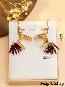 1 Pair Retro Distressed Horse Shaped Earrings, French Animal Tassel Earrings, Luxury Personalized Design Earrings - Multicolor - View 3