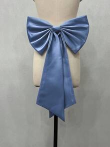 1件裝 玫瑰紅緞面單層後蝴蝶結 39cm+ 長緞帶 55cm 腰部布料裝飾配件 - 彩色 - 查看 23