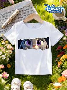 Disney Zootopia Judy Peeking Printed Baby Short-Sleeve T-Shirt - Adorable Graphic Top For 0-3 Year Olds - White - View 1