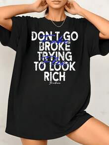 Frase motivadora que invita a valorar la autenticidad sobre las apariencias y transmite confianza interior camiseta de mujer blanca holgada casual 220g cómoda y moderna - Negro - Ver 8