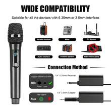 LMBGM 无线可充电麦克风，双通道无线麦克风即插即用，配有 2 个手持麦克风，适用于卡拉 OK、演讲、婚礼等场合。 - 黑色 - 查看 8