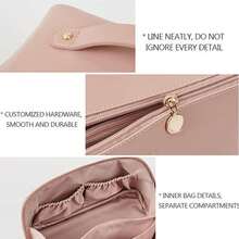 Large-Capacity Travel Makeup Bag, Beautiful Travel Makeup Bag With Handle, Large-Capacity Portable PU Pillow Makeup Bag, Suitable For Family Use Or Travel Use - Pink - View 8