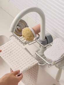 1pc Stainless Steel Bathroom Shower Head Holder, Kitchen Faucet Organizer Rack, Kitchen Storage Rack, Bathroom Shower Caddy, Bathroom Accessories, Room Decor Bathroom Accessories - Multicolor - View 5