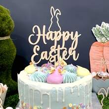 1pc/3pcs/6pcs Wooden Rabbit Easter Cake Decorations, Suitable For Easter Theme Party DIY Cake, Dessert, Baking Decor - Multicolor - View 19