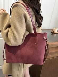 Bolso de estilo moderno y elegante de alta gama con gran capacidad para el uso diario y el transporte, modelo nuevo 2026 para mujeres - Rojo - Ver 10