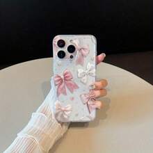 5件套透明可爱蝴蝶结手机壳+充电头保护套+防摔数据线固定带+TPU防震壳 - 無色 - 查看 4