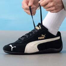 Puma Unisex Low-Top Casual Sneakers, Speedcat Black Retro Casual Skateboard Shoes, Classic Minimalist Couple Sneakers 406329-01, Daily Commute - Black - View 1