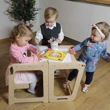 Torre de Aprendizaje para Niños Pequeños con Barandilla, Taburete de Cocina de Madera con Pizarra - Como se muestra - Ver 5