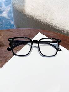 Square Large Frame Plastic Eyeglasses, Light Glasses For Computer, Gaming, TV, Mobile Phone, Fashion Optical Glasses, Black Frame - Black - View 3