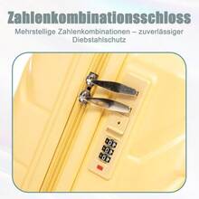 14"/19" 2-Piece ABS Spinner Suitcase Set With Combination Lock & 14" Cosmetic Bag - 黃色 - 查看 9