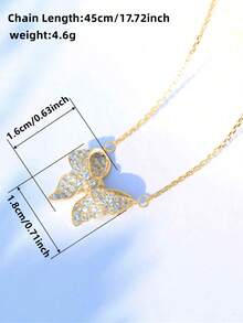 1 pièce Collier pendentif glamour avec nœud en cubic zirconia cubique pour femmes, cadeau de la Saint-Valentin, bijoux de mariage - Or jaune - Voir 5