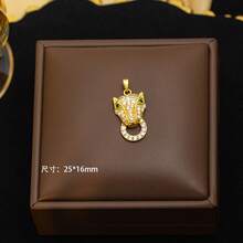 Best-Selling Full-Diamond Leopard, Tiger, Lion Pendant, High-End Stylish Versatile Necklace Accessory - P-67 Golden Cheetah Head 3 - View 12